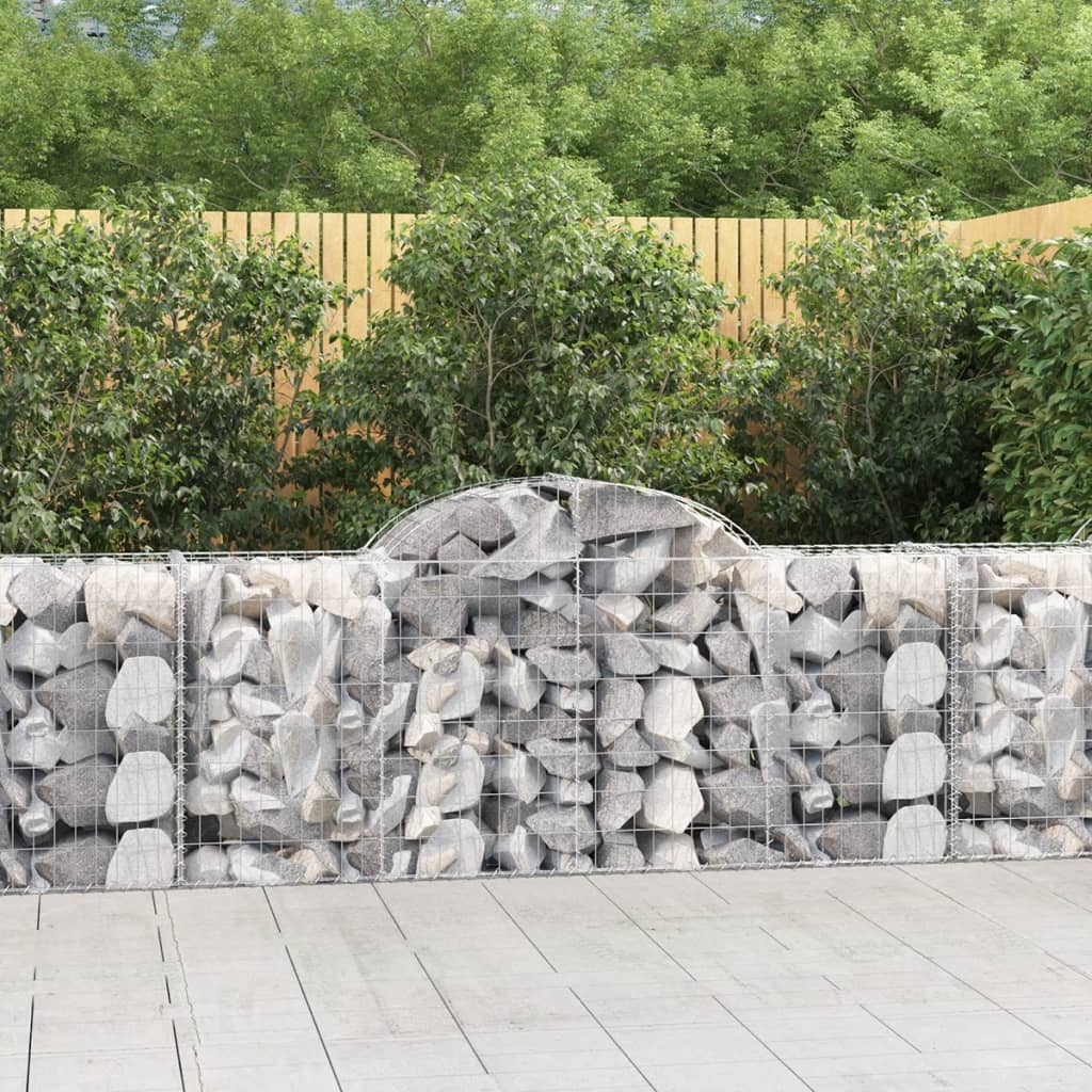 NNEVL Arched Gabion Baskets 3 pcs 200x50x80/100 cm Galvanised Iron