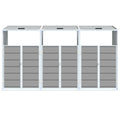 NNEVL Wheelie Bin Storage for Triple Bins Grey 216x81x115 cm Steel